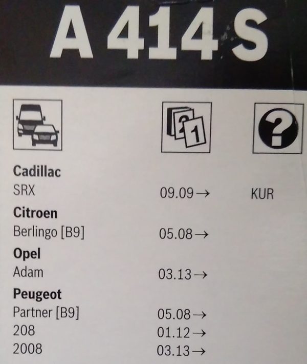 Щетки стеклоочистителя Citroen Berlingo/C3 Bosch A414S