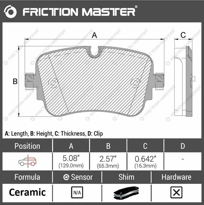 CMX1895 FRICTION MASTER Керамические тормозные колодки задние AUDI A6, A8, Q7, Q8, VW Touareg 15- 