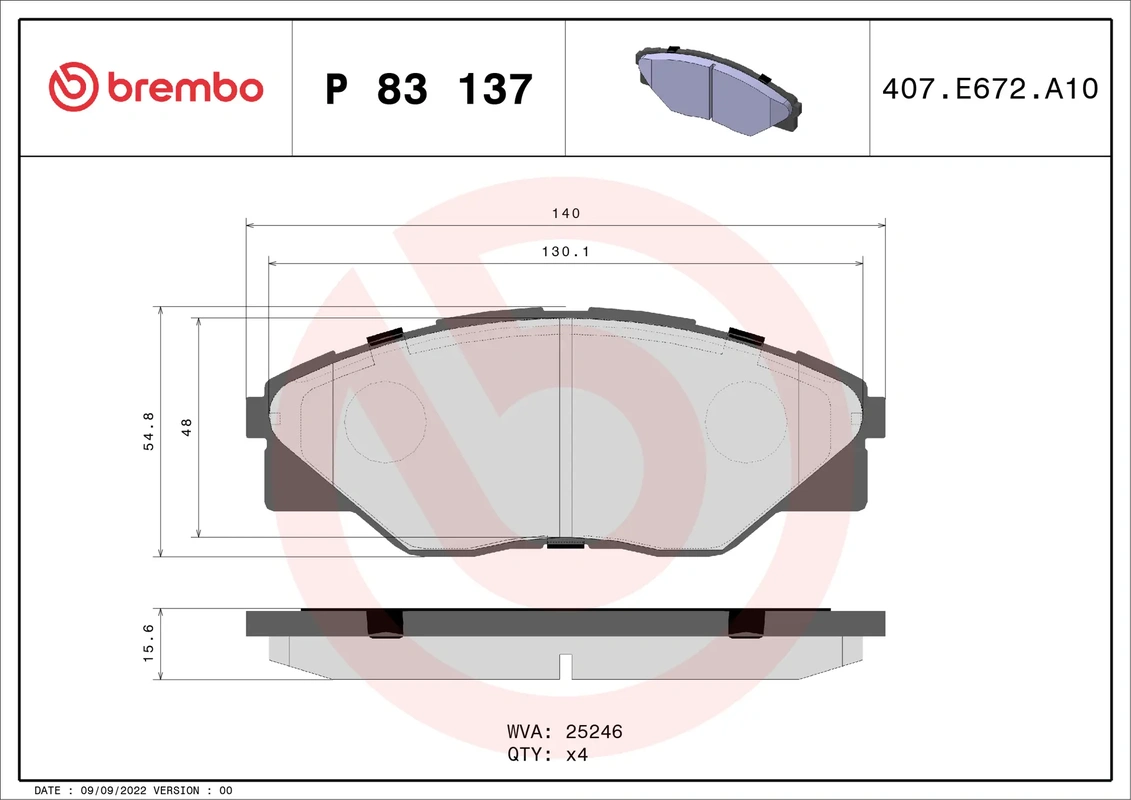 P 83 137 BREMBO колодки дисковые передние Toyota Hilux 2.5D 05>