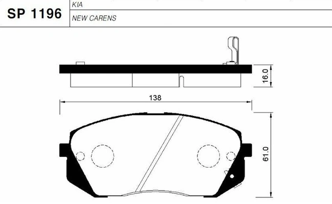 SP1196 SANGSIN колодки дисковые п. Kia Carens 2.0CVVTi/CRDi 06>