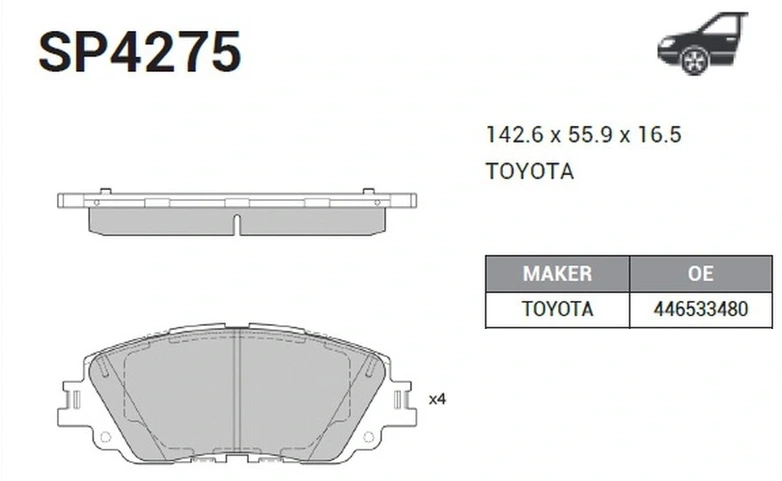 SP4275 SANGSIN Колодки торм.пер. TOYOTA Camry 2.0/2.5/3.5 17->