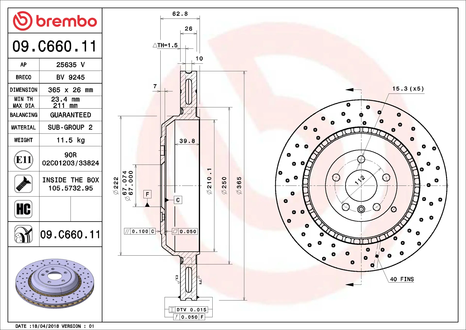 09.C660.11 BREMBO Диск тормозной UV Coated зад. MERCEDES-BENZ M-CLASS (W164) ML 63 AMG 4-matic (164.177) 2006-2011