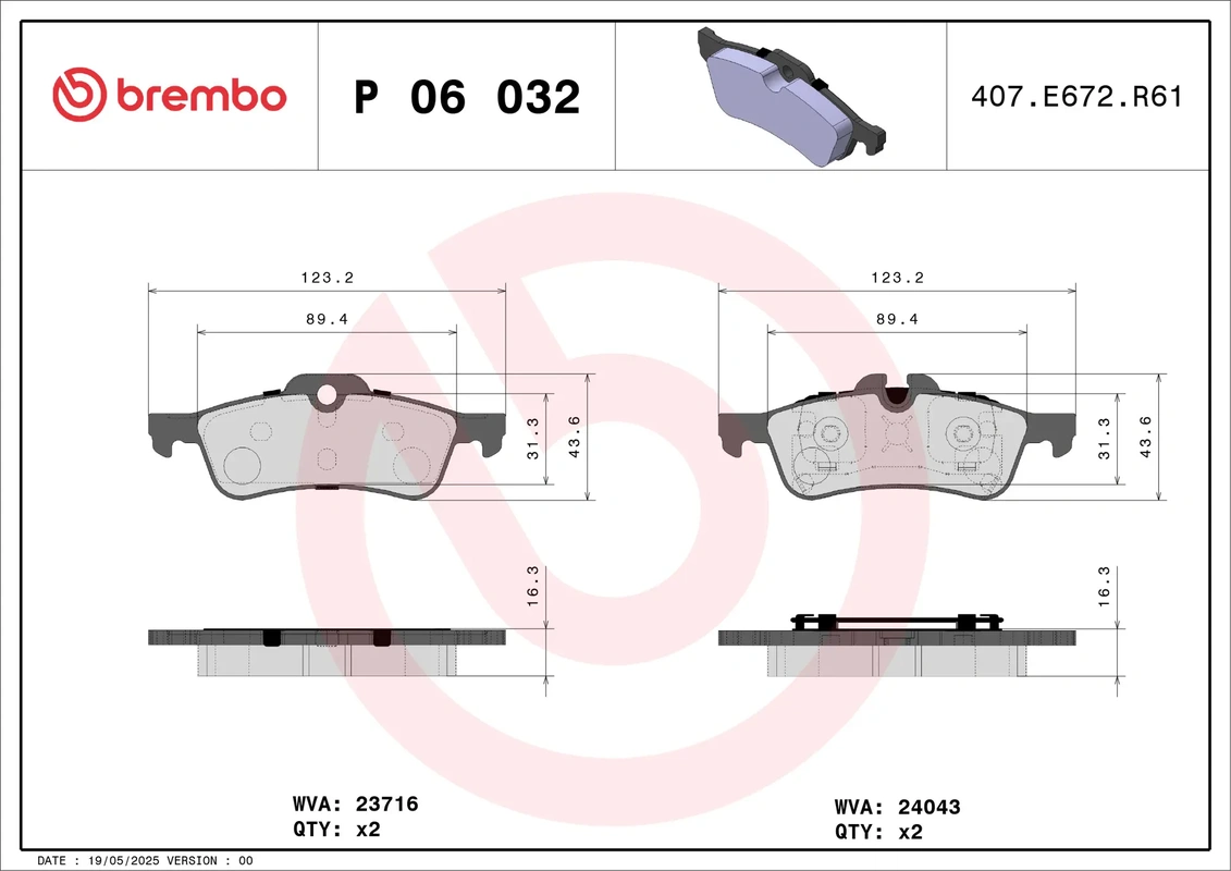 P06032 BREMBO Колодки торм.зад. BMW Mini Cooper/One/Works 6/01-