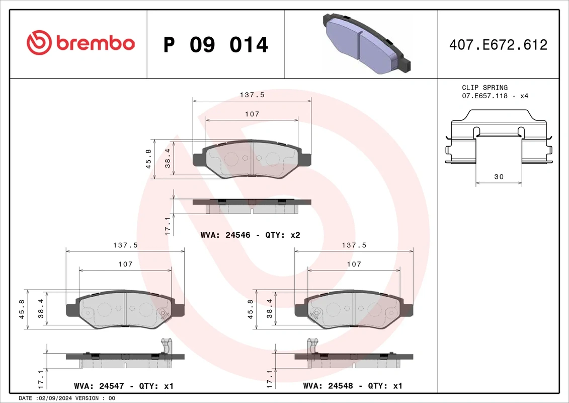 P09014 BREMBO Колодки торм. зад CADILLAC CTS 08-/SRX 09-/CHEVROLET CAMARO V 09-
