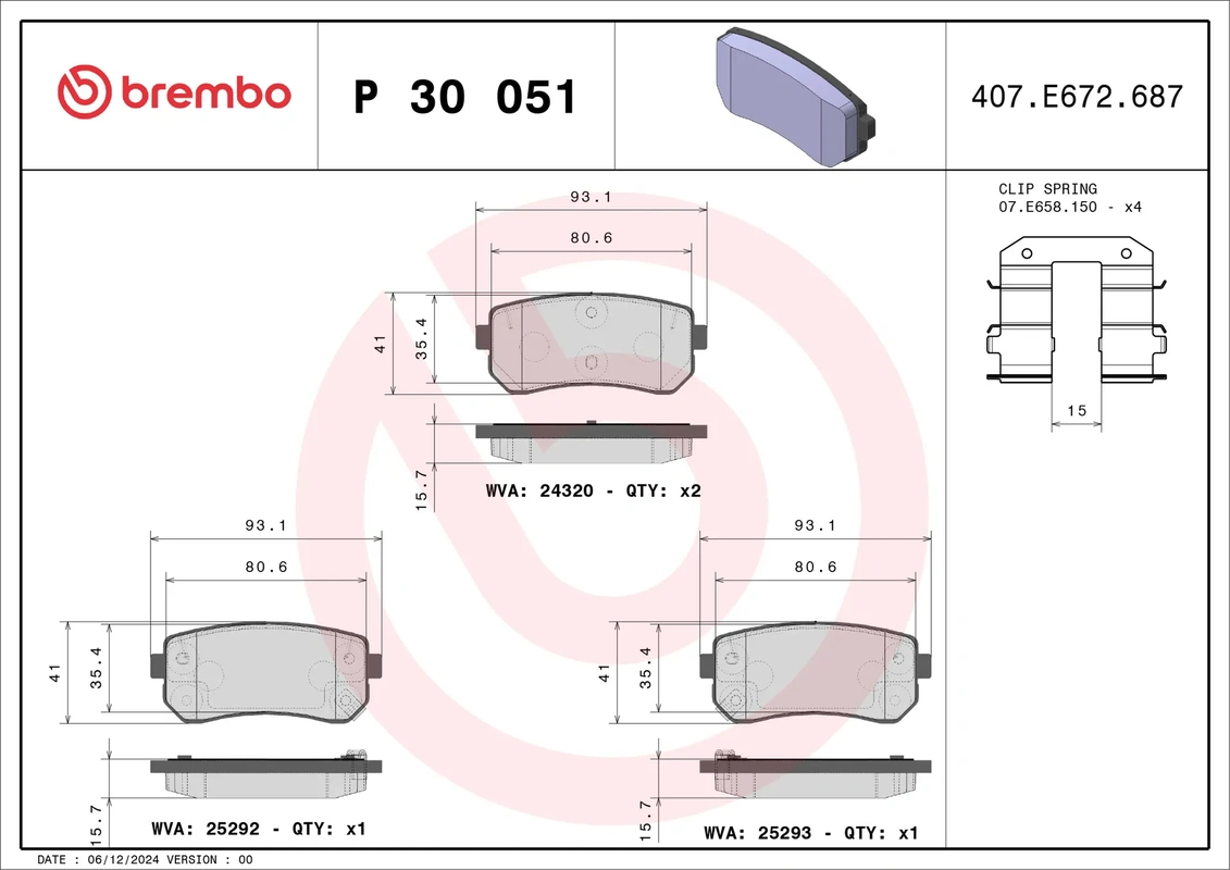 P30051 BREMBO Колодки торм. зад. HYUNDAI ix35/KIA SPORTAGE 1.6-2.0 10->