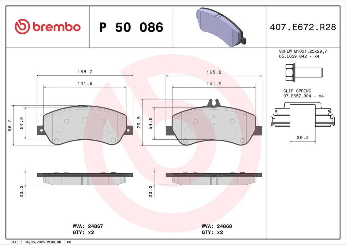 P50086 BREMBO Колодки торм. пер. MERCEDES GLK X204
