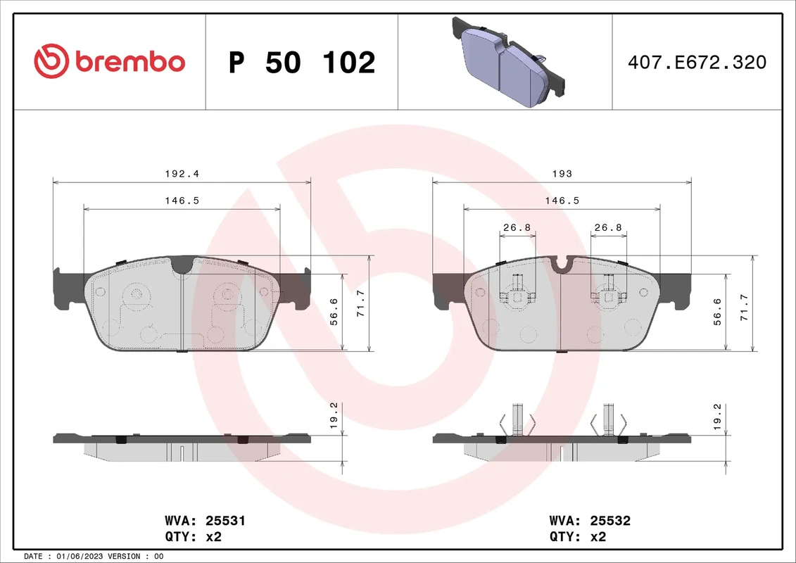 P50102 BREMBO Колодки торм. пер. MB GL/M-CLASS (X166/W166) 12->