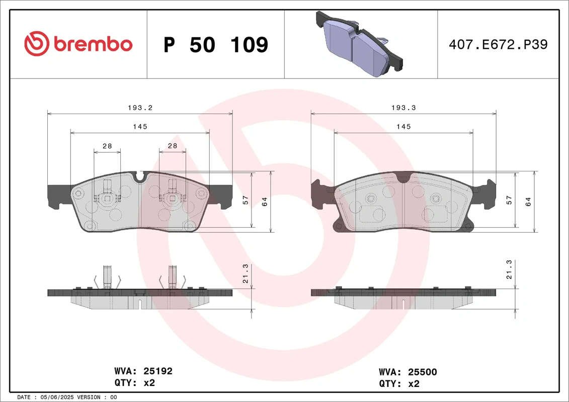 P50109 BREMBO Колодки торм.пер. MB GL/M-CLASS (X166/W166) 2.0-3.5 11->