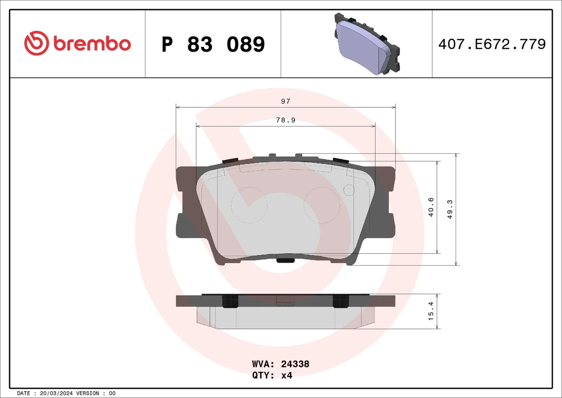 BREMBO P83089 [0446633160] колодки дисковые з. Toyota RAV4 2.0/2.2 D-4D 06>