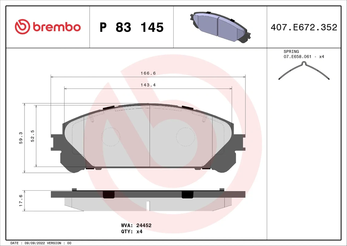 BREMBO P83145 колодки дисковые передние Lexus RX270/350/450H, Toyota HighLander 3.5 08>