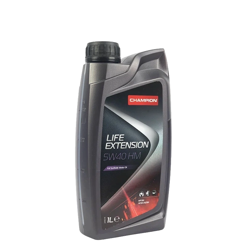 CHAMPION LIFE EXTENSION 5W-40 HM, 1 литр Champion Oil 8227448 синтетическое моторное масло для бензиновых и дизельных двигателей легковых автомобилей с турбонаддувом и прямым впрыском топлива. Не подходит для дизельных двигателей с сажевым фильтром (DPF)! 